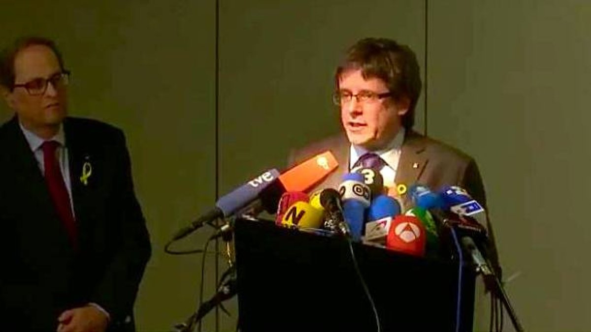 La rueda de prensa en Berlín de Puigdemont y Torra.