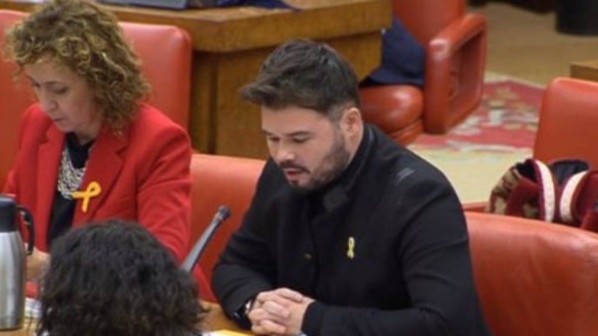 Rufián, este martes en la Diputación Permanente del Congreso.