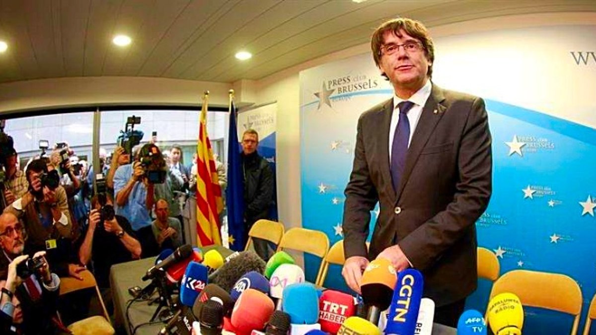 Carles Puigdemont, en una de sus muchas comparecencias en Bruselas.
