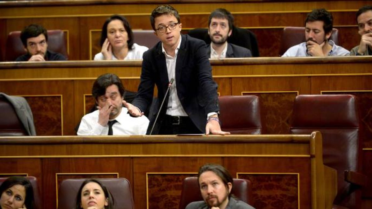 Íñigo Errejòn, este miércoles en su reaparición en el Congreso.