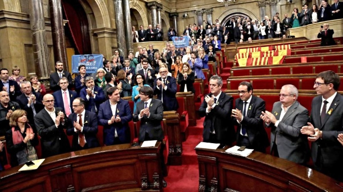 El bloque independentista del Parlament, el pasado viernes.