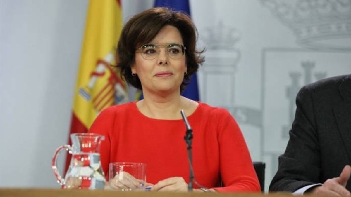 Sáenz de Santamaría, este viernes ante los periodistas.