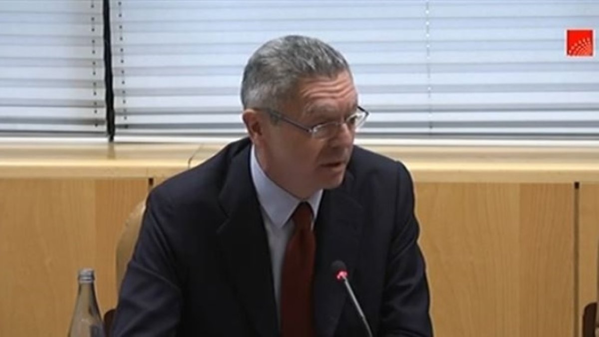 Gallardón, el pasado día 14, compareciendo en la comisión sobre la corrupción de la Asamblea de Madrid.