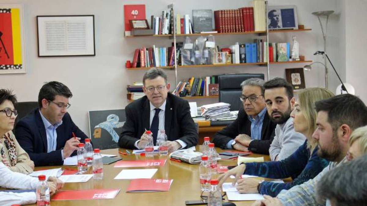 Rodríguez con Puig en una reunión del secretariados del PSPV.