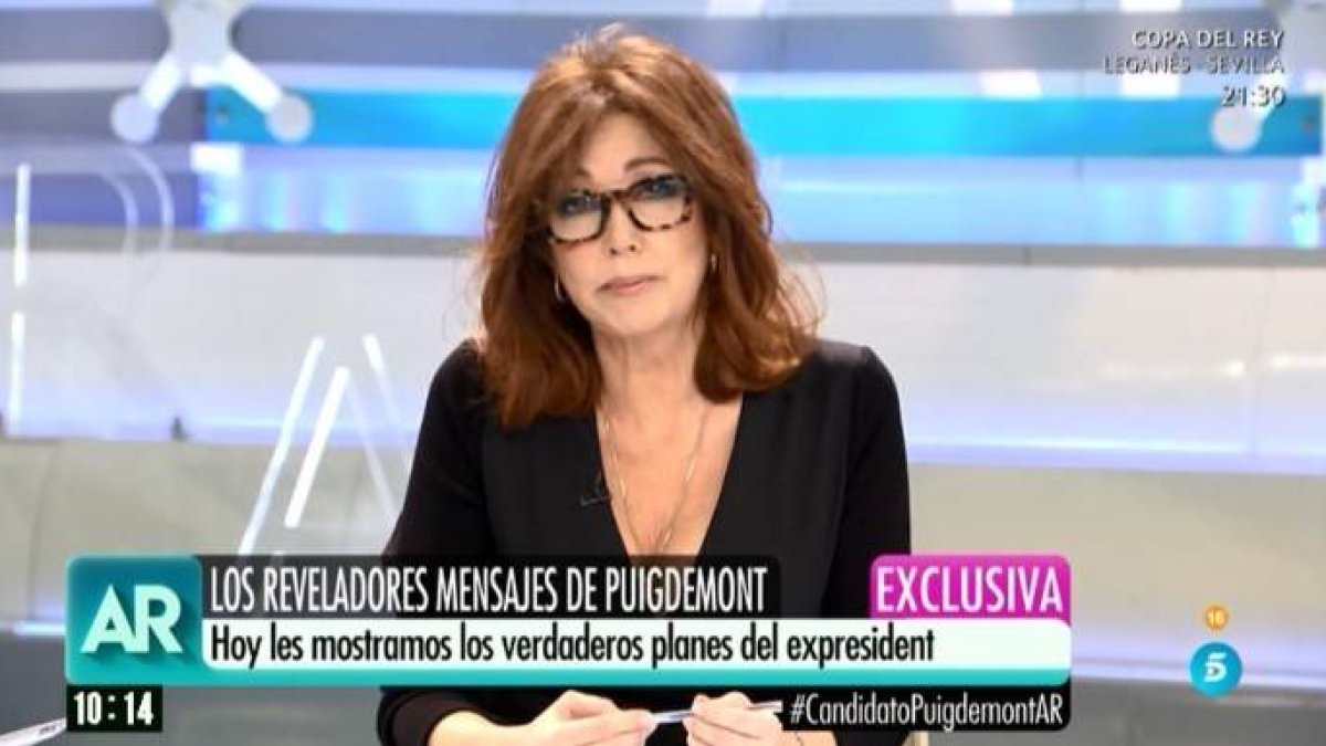 Ana Rosa muestra mensajes de móvil con las verdaderas intenciones de Puigdemont