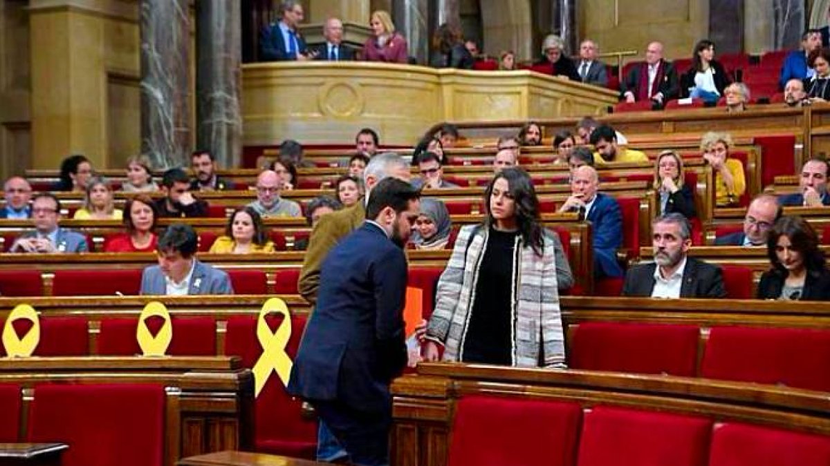 Inés Arrimadas, este sábado en el Parlament.
