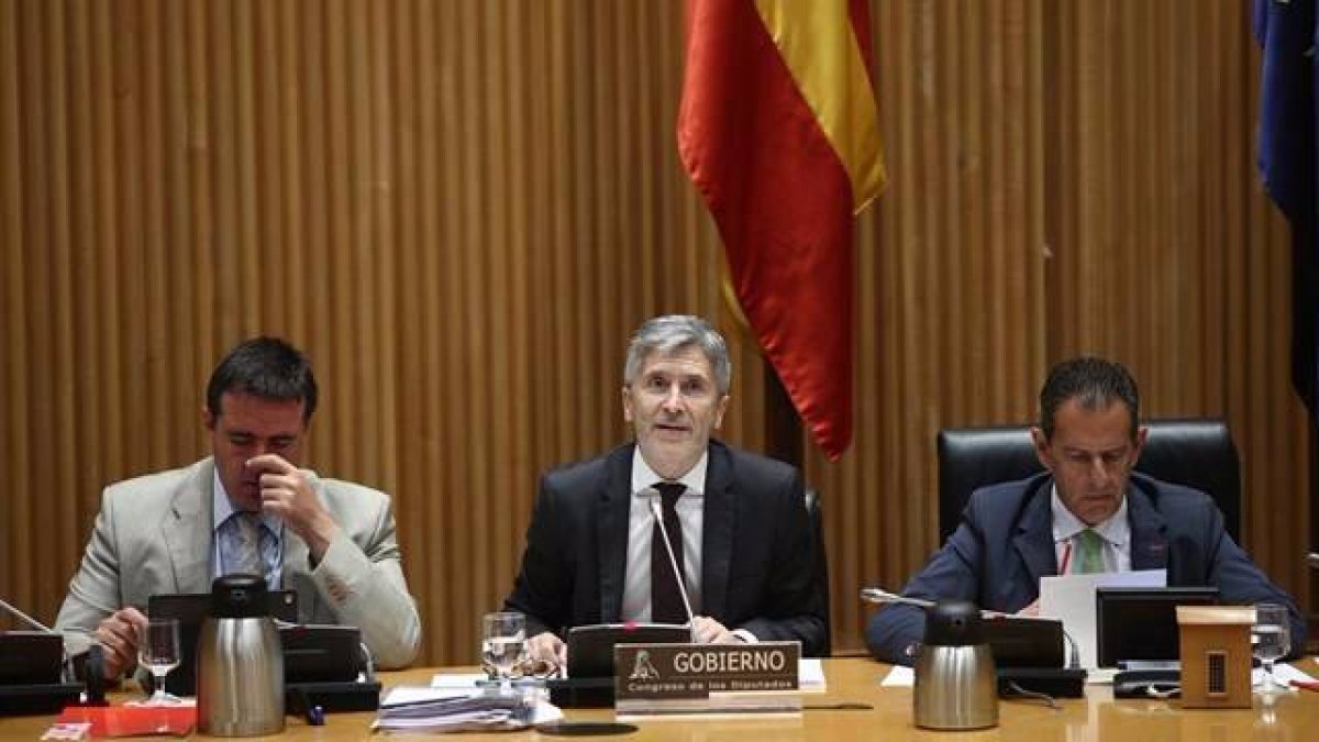 El ministro del Interior, Fernando Grande-Marlaska, este miércoles en el Congreso.