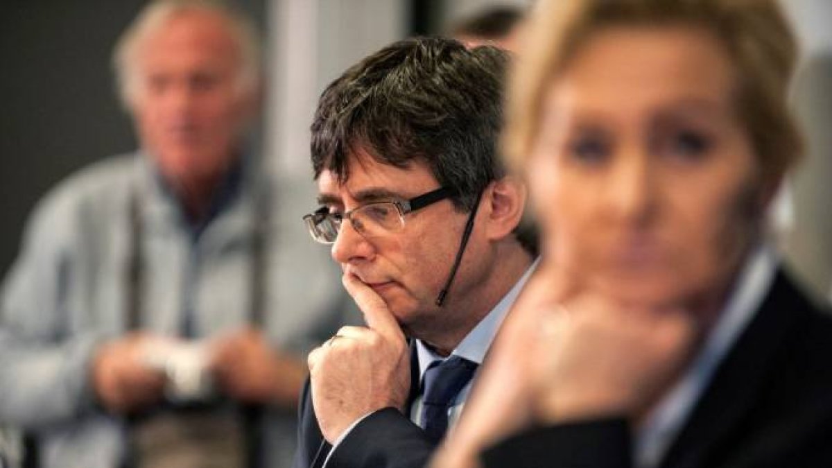 Puigdemont, la última vez que salió de Bélgica para participar en un debate en la Universidad de Copenhage.