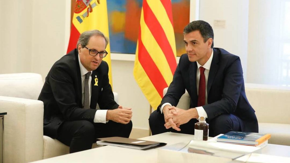 Quim Torra y Pedro Sánchez, en su cita de este lunes en La Moncloa.