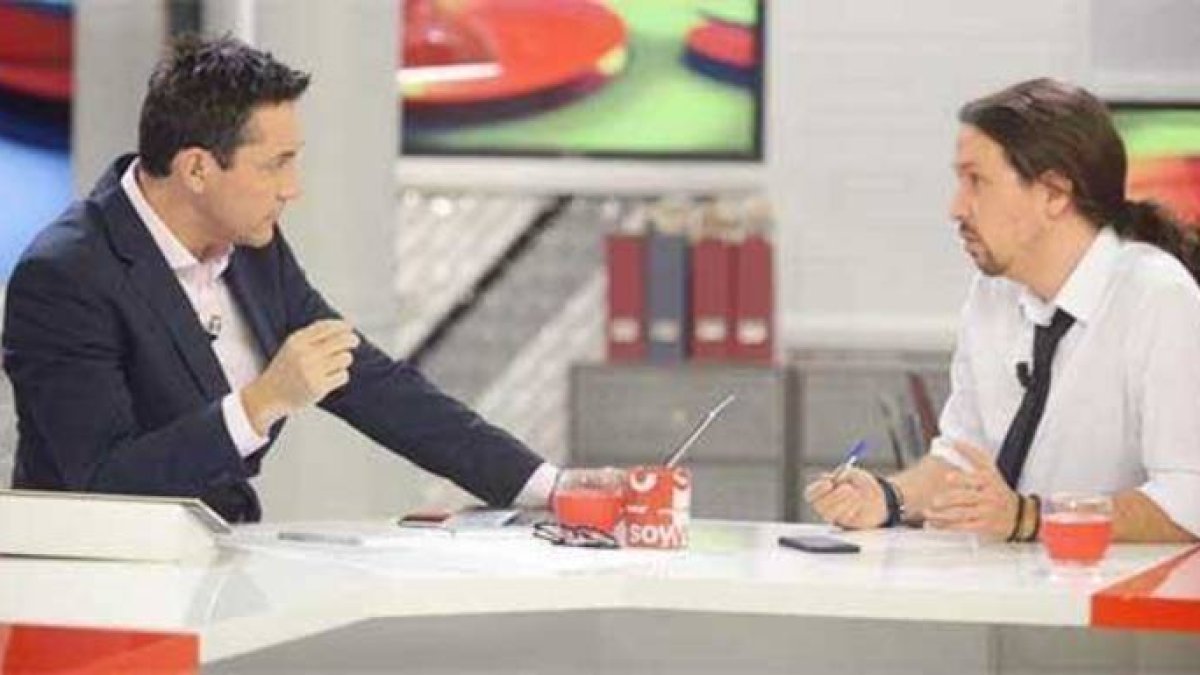 Pablo Iglesias, en el plató de Javier Ruiz.