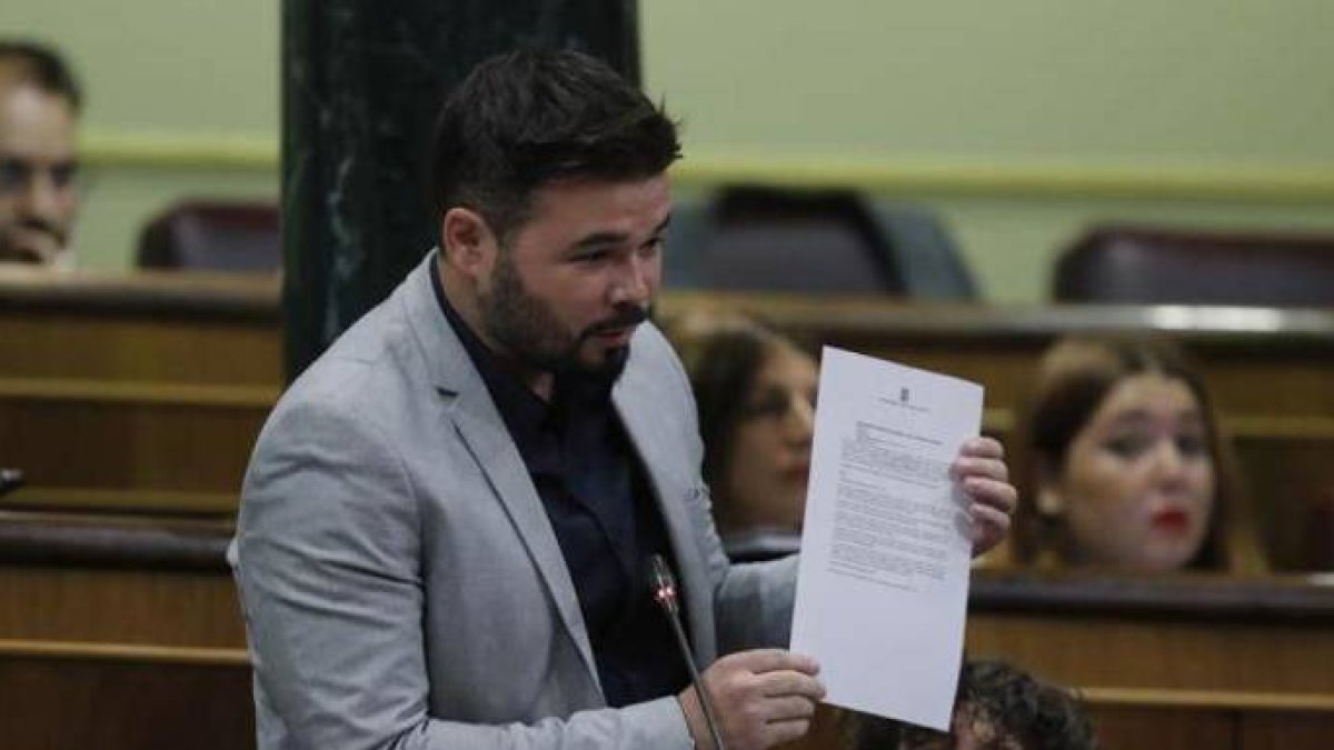 Rufián, en una de sus polémicas intervenciones en el Congreso.