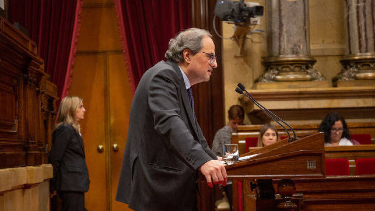 Quim Torra durante el Pleno de este miércoles en el Parlament.