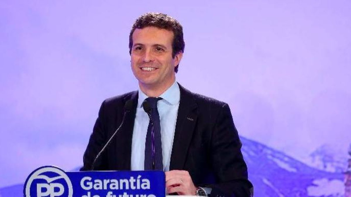 Pablo Casado, este viernes en un acto del PP en Logroño.