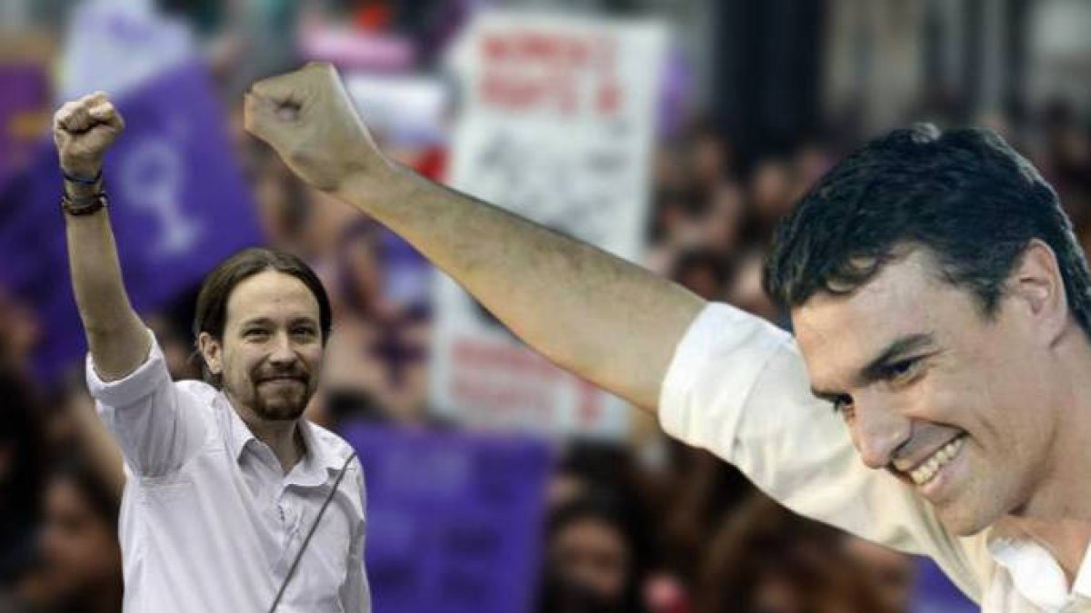 Vox ridiculiza el feminismo de Sánchez e Iglesias y les duplica en mujeres clave