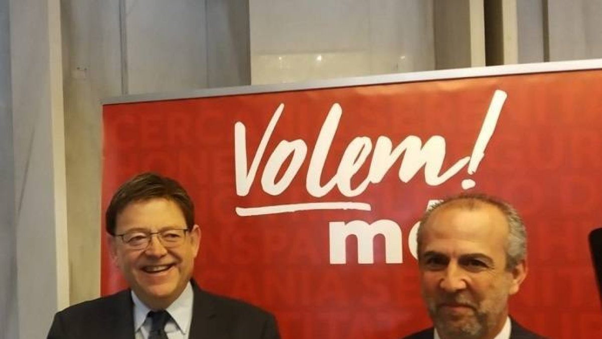 Ximo Puig junto a Perfecto Palacio, de la CEV.