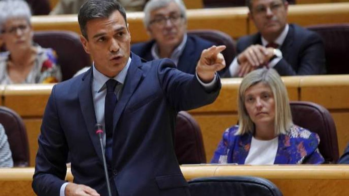 Pedro Sánchez, en una sesión de control al Gobierno en el Senado.