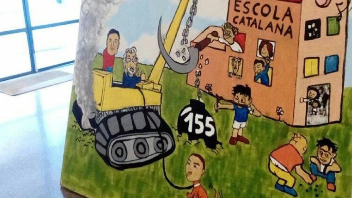Un dibujo en el que se humilla a Rajoy, Sánchez y Rivera. Así las gasta el independentismo.