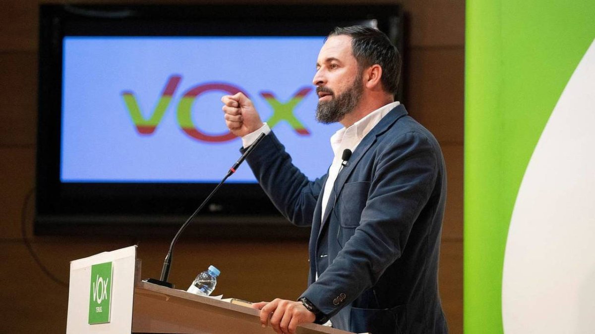 Santiago Abascal durante un acto de su partido.