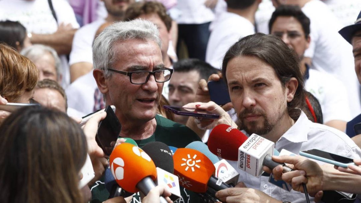 Cañamero, con Iglesias, hace dos años en apoyo de los jornaleros
