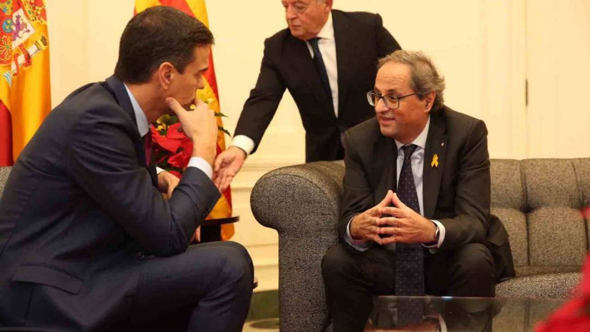 Sánchez, cuando fue a Pedralbes a visitar a Torra, el pasado diciembre