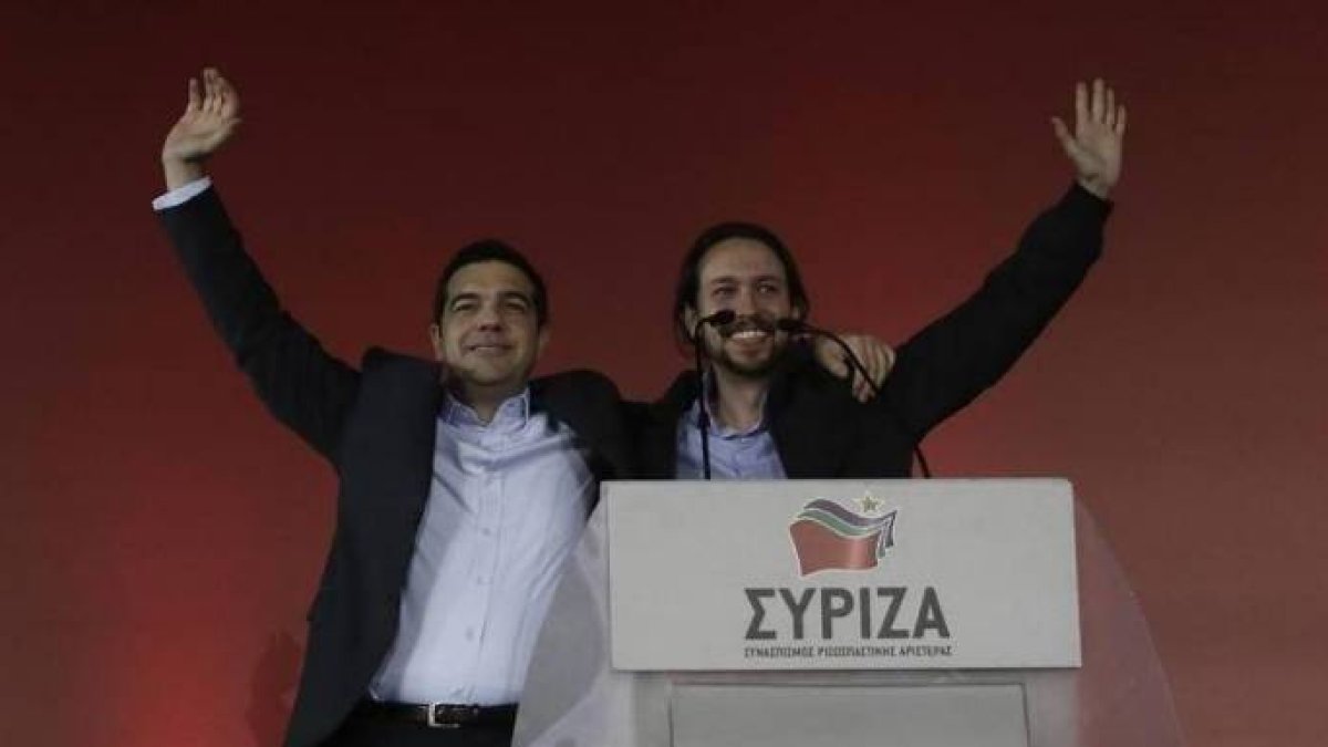 Iglesias junto al líder de Siryza, Alexis Tsipras. El modelo de gobierno de Podemos.