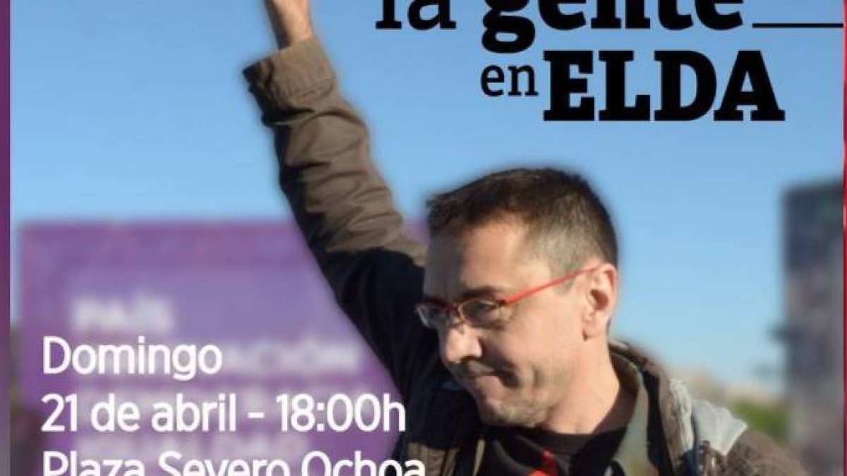 Cartel anunciando un acto de Monedero este domingo.