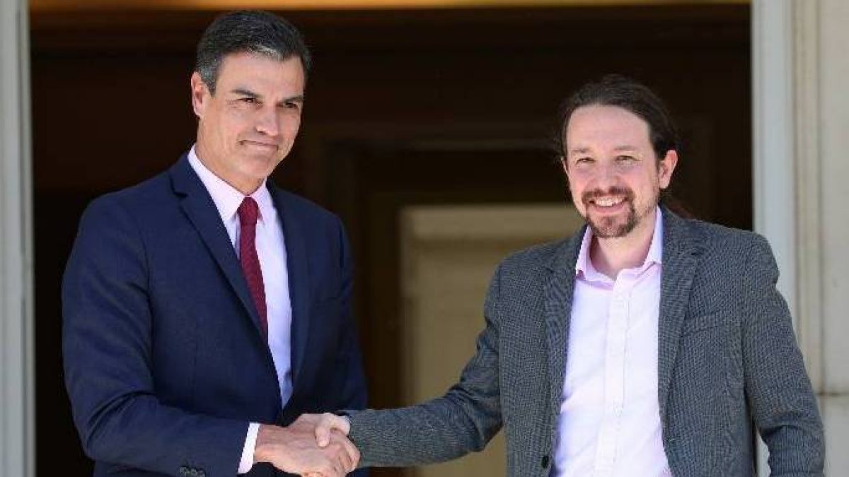 Pablo Iglesias en su cita de este martes con Sánchez.