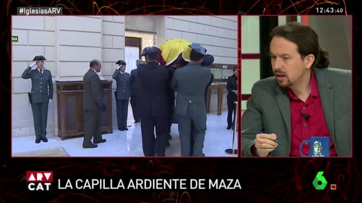 Iglesias, este martes justificando la ausencia de Podemos en la capilla ardiente del fiscal Maza.