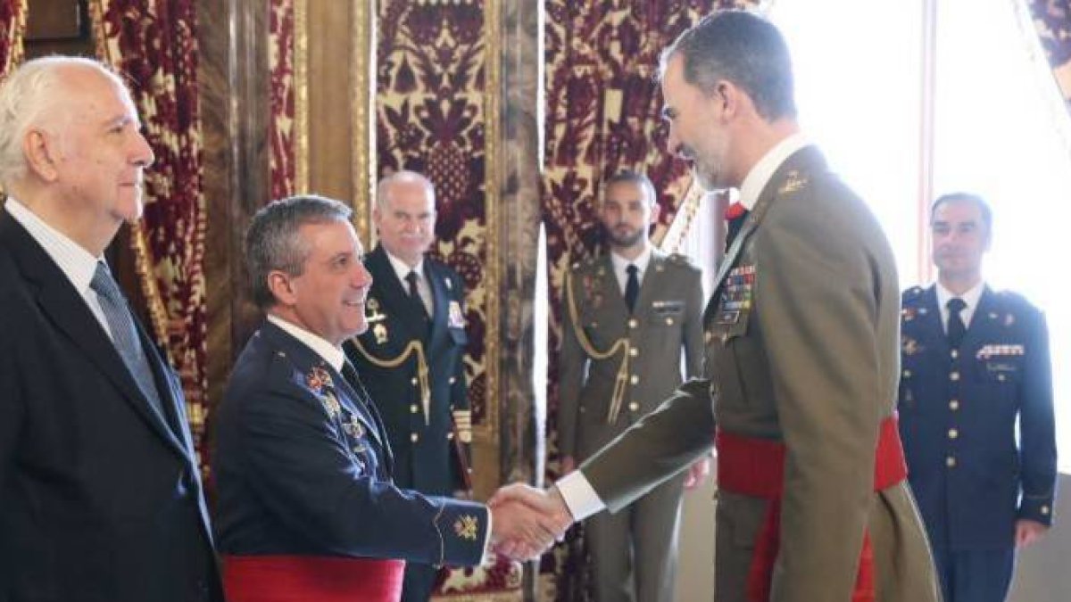 El Rey Felipe, este jueves, en una audiencia a militares.