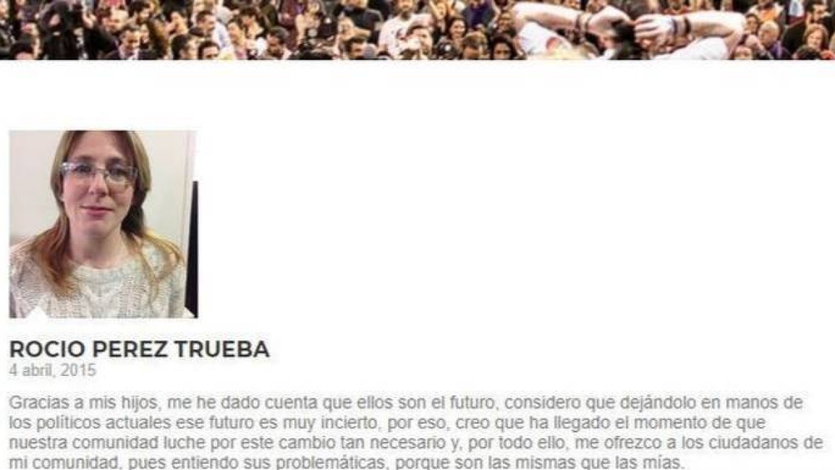 La número dos de Podemos a la Alcaldía de Laredo en su ficha de la web del partido morado.