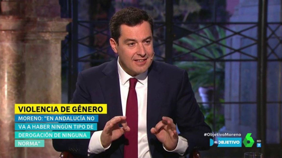 Juanma Moreno, en el plató de 'El Objetivo'