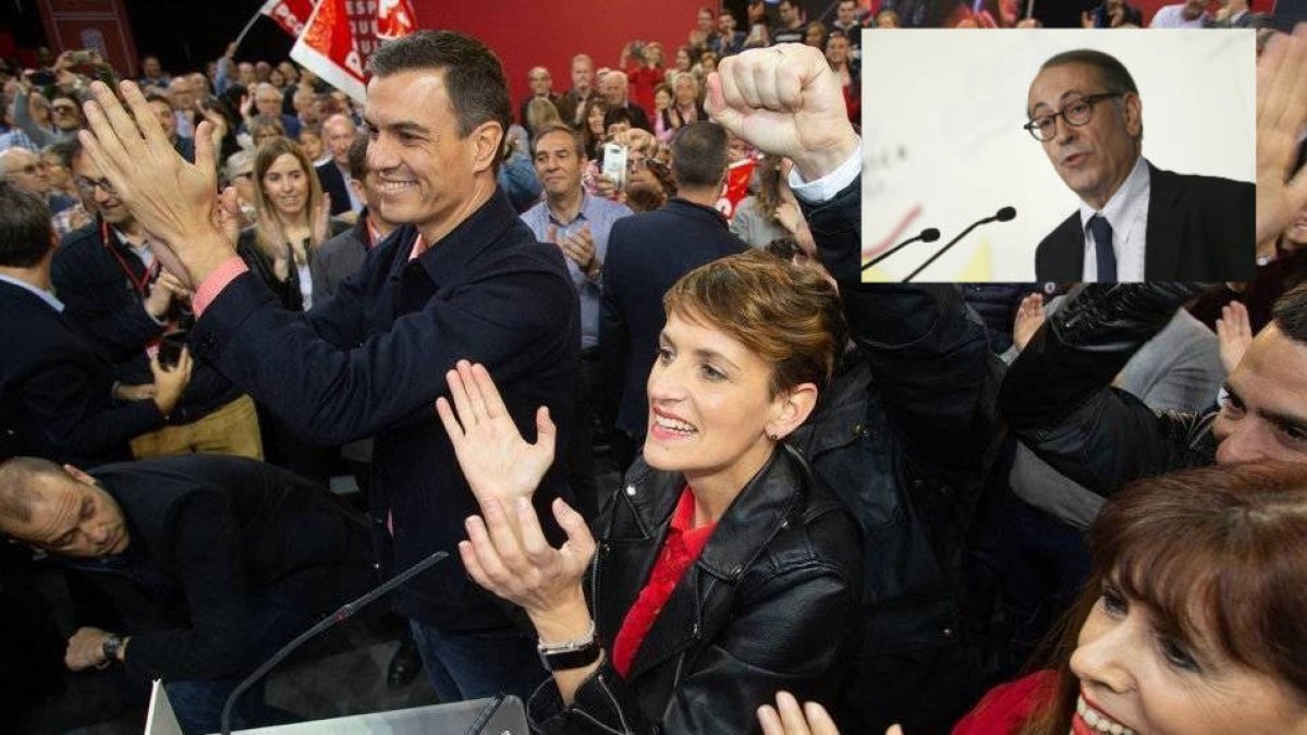 Sánchez y Chivite en un acto electoral