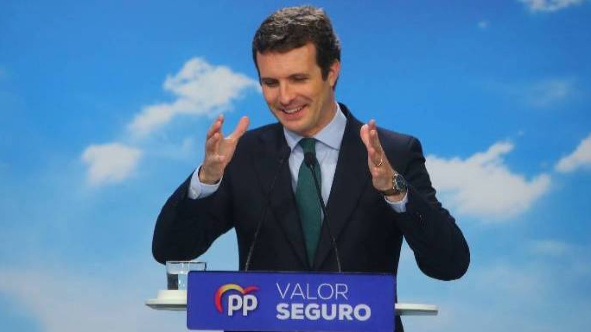 Casado, este martes tras la reunión de la ejecutiva del PP.