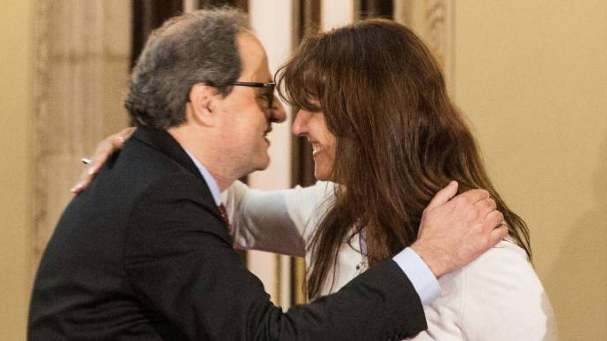 Torra y Laura Borrás, portavoz de Junts en el Congreso.