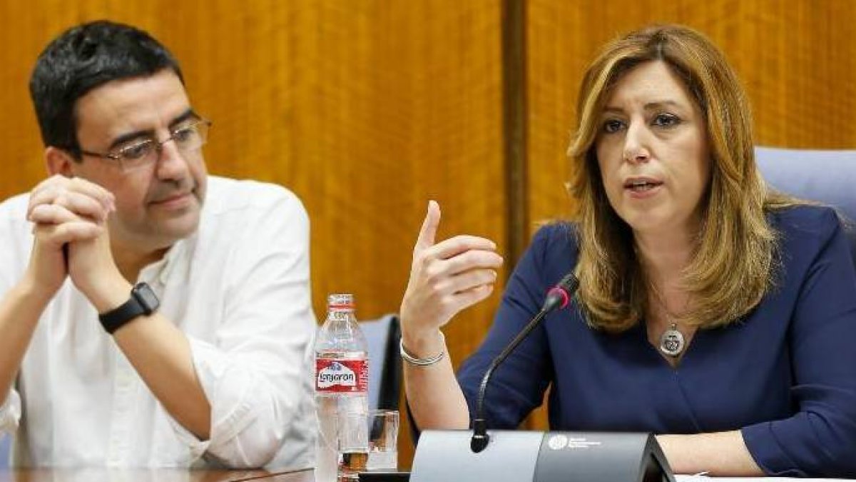 Mario Jiménez y Susana Díaz, en los tiempos en que plantaron cara a Pedro Sánchez.