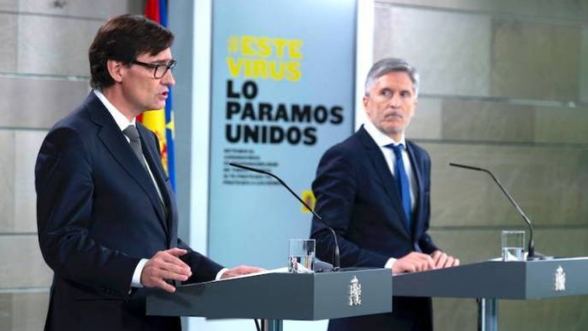 Los ministros Marlaska e Illa, en una de sus comparecencias por el Covid 19.