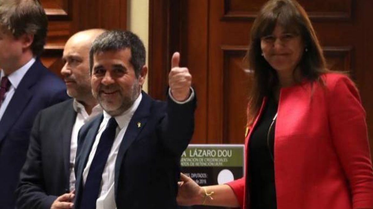 Jordi Sánchez, exlíder de la ANC el día que se acreditó como diputado en el Congreso.