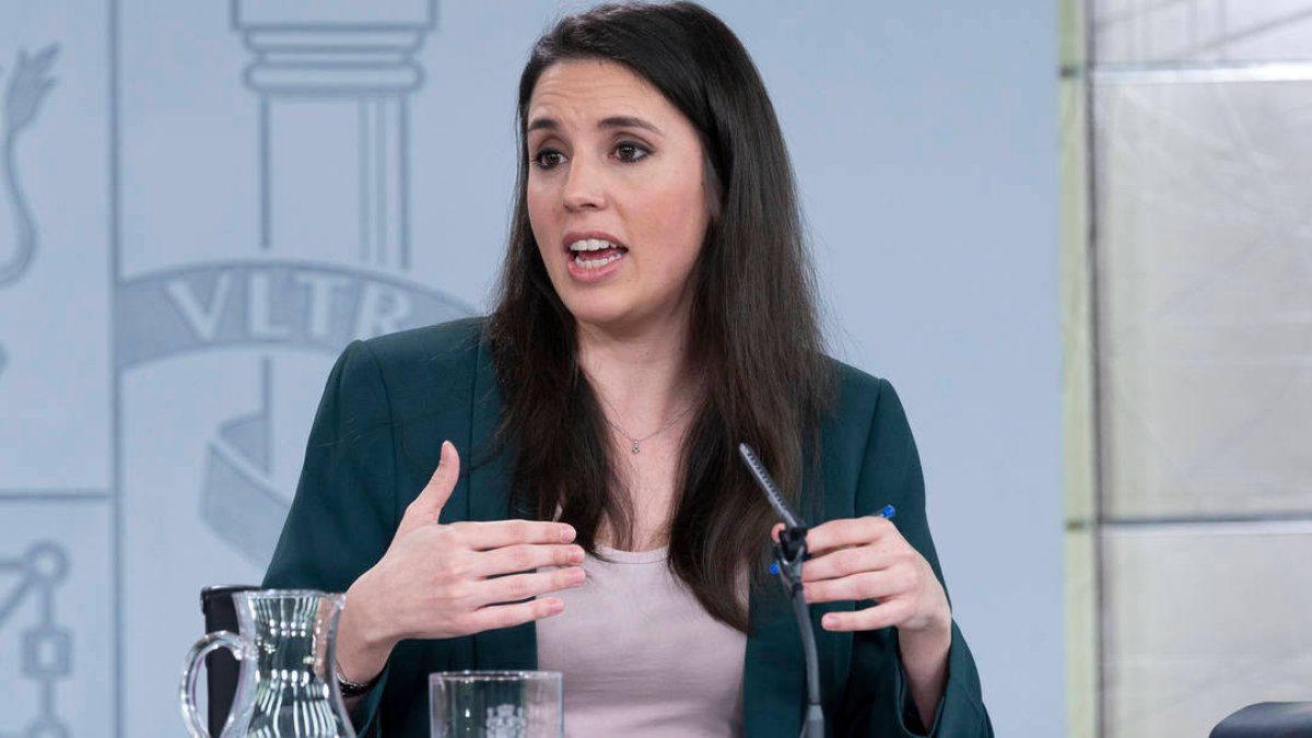Irene Montero este martes en su comparecencia tras el Consejo de Ministros.