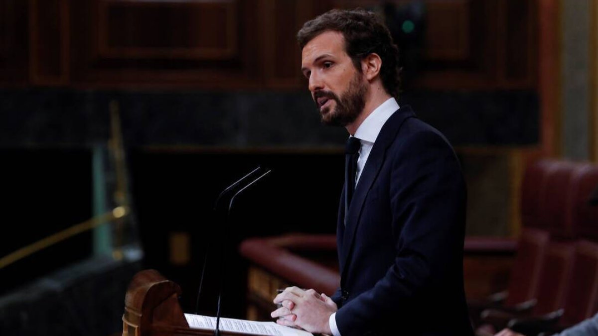 Pablo Casado, presidente del PP, en el Congreso