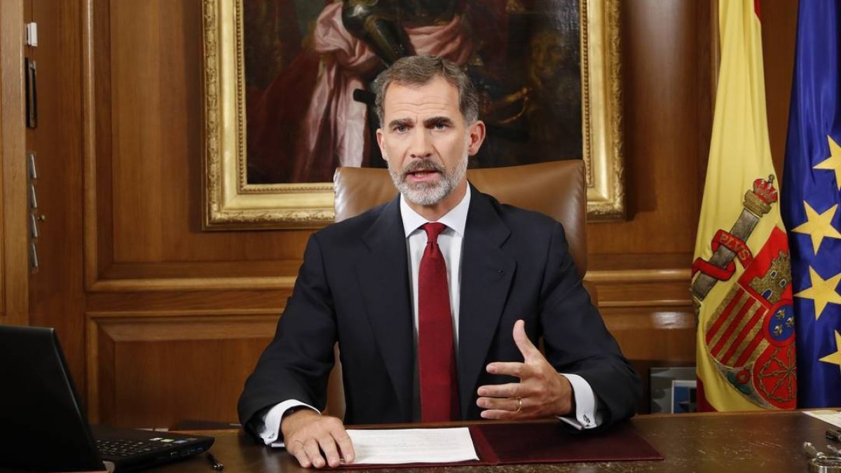 El Rey Felipe durante su histórico discurso del 3 de octubre de 2017.