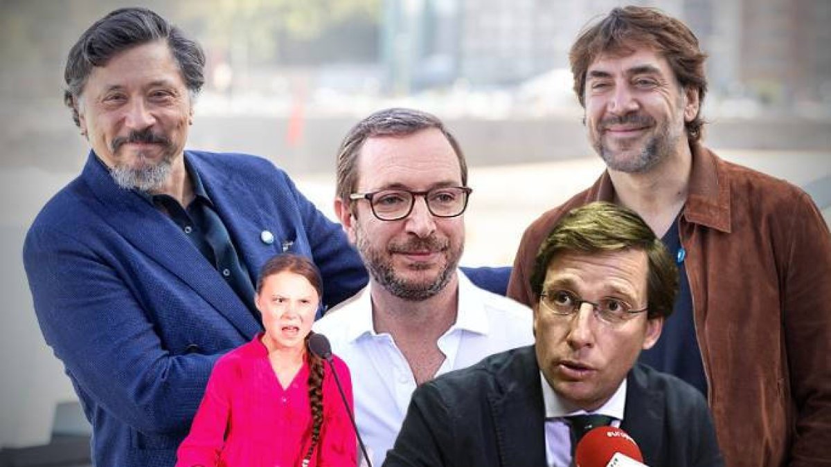 Los Bardem, junto a Maroto, Almeida y Greta