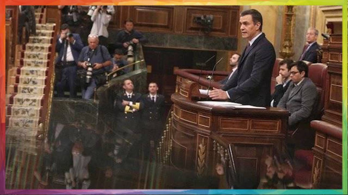 Pedro Sánchez durante el debate de investidura.