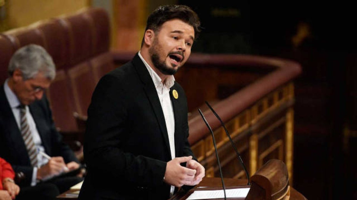Gabriel Rufián, durante su intervención en la primera jornada de la sesión de investidura de Pedro Sánchez