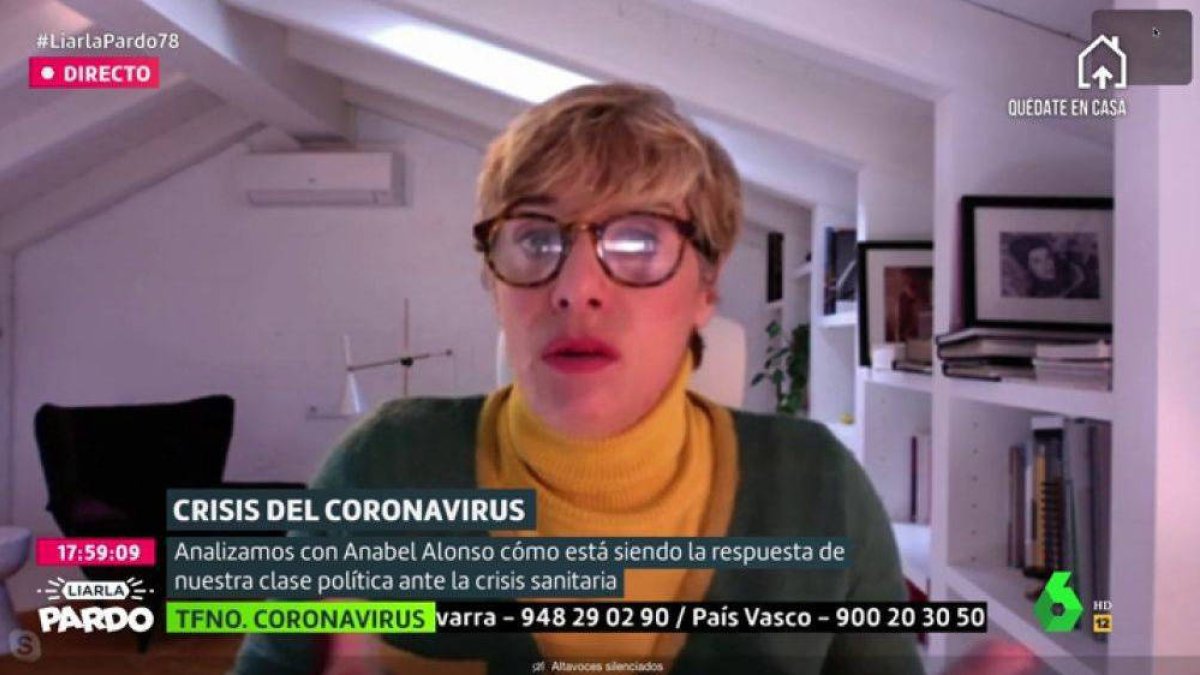 Anabel Alonso durante su intervención en La Sexta