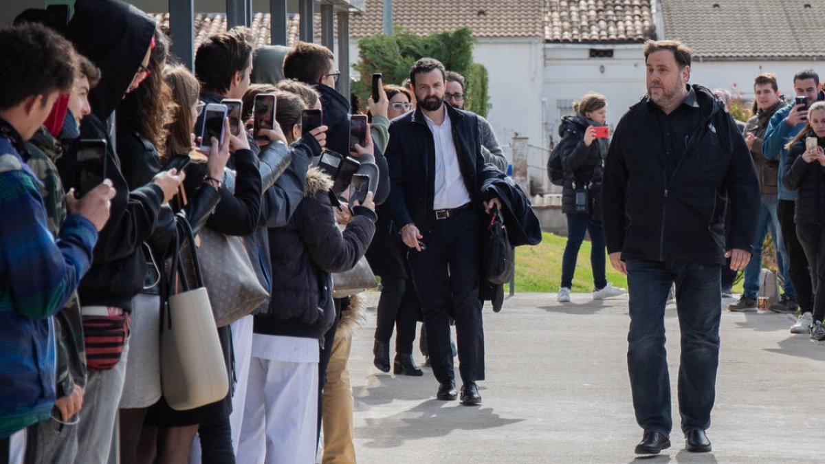 Oriol Junqueras a su llegada al Campus de Manresa de la Universidad de Vic,