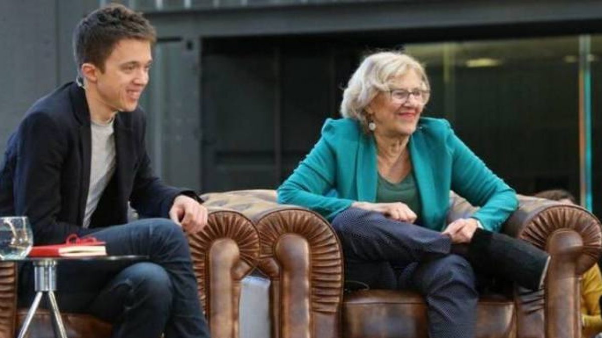 Errejón y Carmena, durante la presentación de Más Madrid.