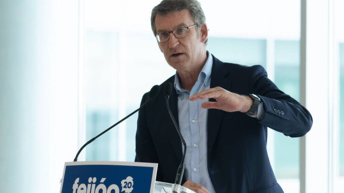 Feijóo durante un acto de campaña.