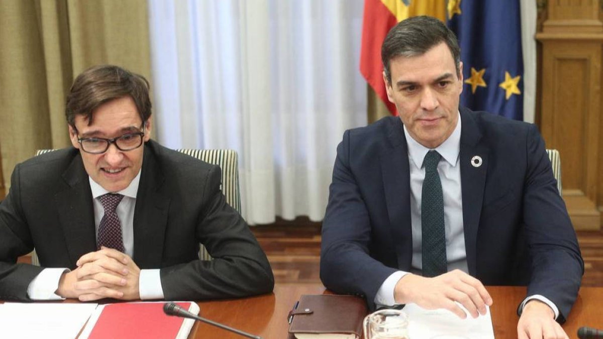 Pedro Sánchez y Salvador Illa, en el comienzo de la Comisión de Seguimiento