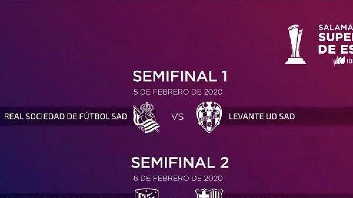 Real Sociedad – Levante y Atlético de Madrid – Barça, emparejamientos de la Supercopa de España
