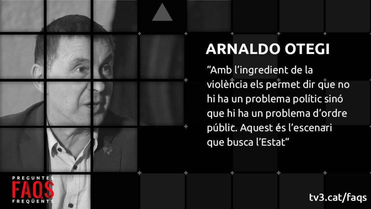 Uno de los mensajes de Otegi promocionado por TV3